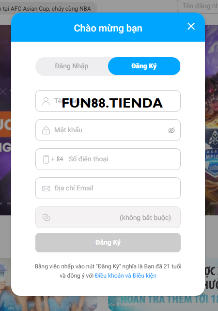 Nhập thông tin đăng ký Fun88 Nhập thông tin đăng ký Fun88